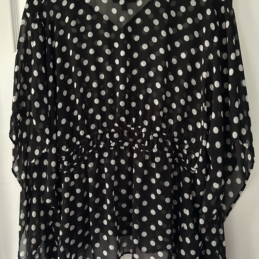 Lane Bryant Black and White Relaxed Ruched Blouse - Picture 3 of 3